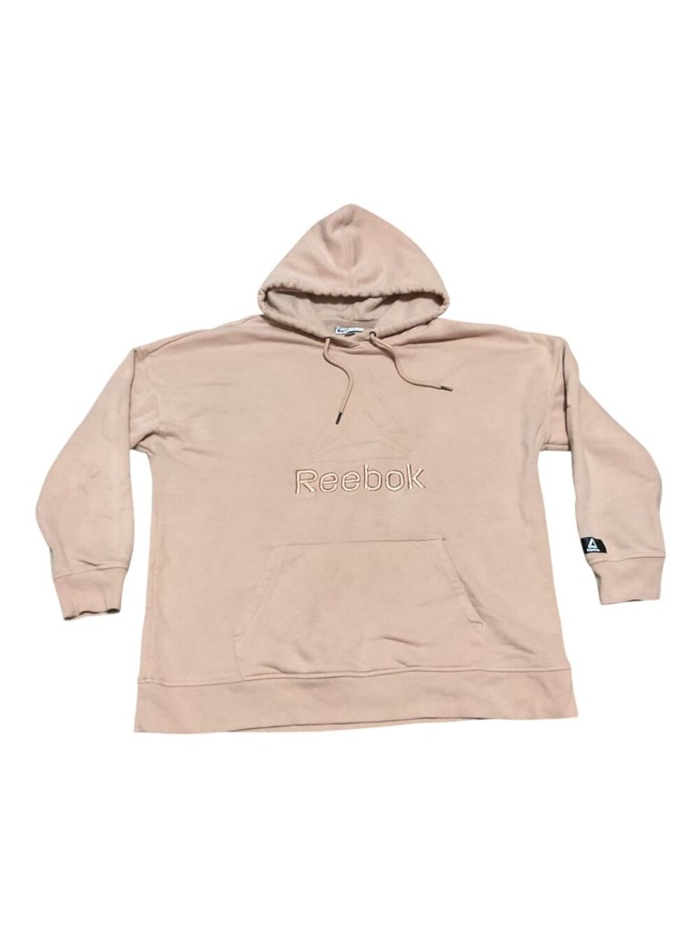 Reebok Peach Delta Embroidered Hoodie Sz 2XL Long Sleeve Pocket Hood Drawstring - Picture 1 of 4